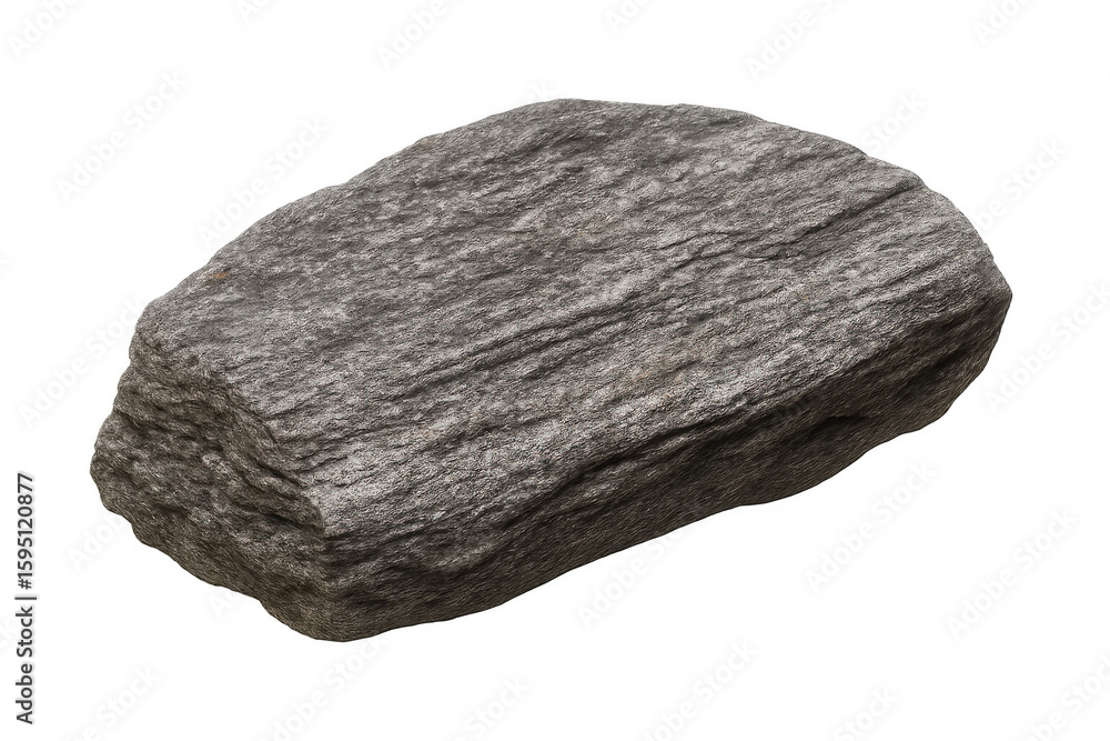 Aufkleber Photorealistic 3d rendering of a grey stone with visible texture, isolated on a transparent background