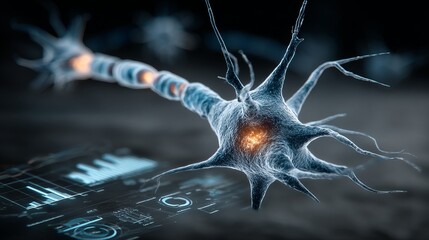 Blue glowing neural network with dynamic data connections for innovative technology visualization