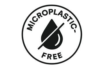 Microplastic free icon, plastic free and biodegradable package sign, vector stamp
