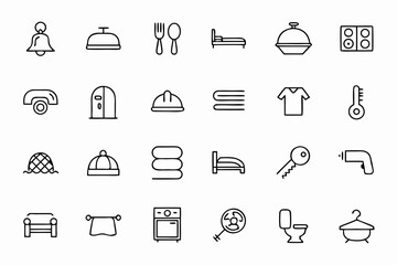 A refined and practical collection representing hotel features and guest services—perfect for brochures, websites, welcome guides, and booking apps.