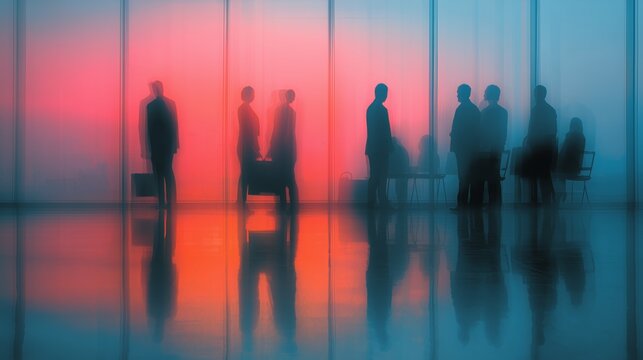 minimal illustration of blurred business people in abstract background