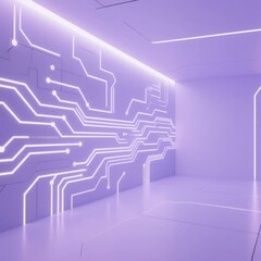 Fototapeta premium Futuristic Room with Illuminated Circuit Patterns