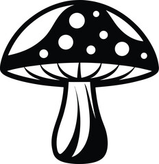 mushroom silhouette, fungi vector icon, forest plant graphic, edible mushrooms design, black and white illustration