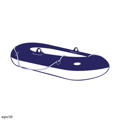 Inflatable boat icon. Vector illustration on white. background
