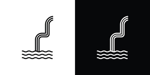 Waterfall icon in simple linear style. © Bell