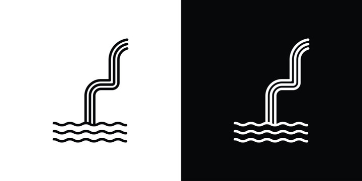Waterfall icon in simple linear style.