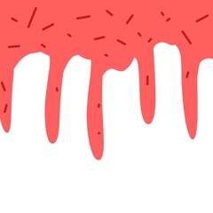 Dripping Red Icing with Sprinkles on White Background