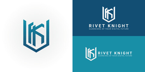 Sleek RK shield logo for cybersecurity. It is modern, strong, and secure, symbolizing robust digital protection and trust for IT security and technology companies.
