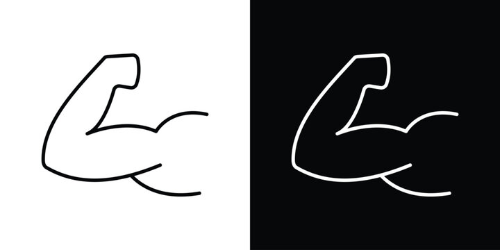 Strong arm icon in simple linear style.