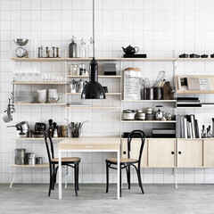 modern luxury dining room interior, 3d render
