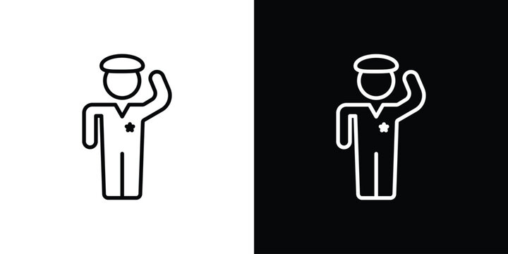 Salute icon in simple linear style.