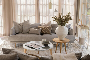 Modern luxury apartment interior in minimal scandinavian style
