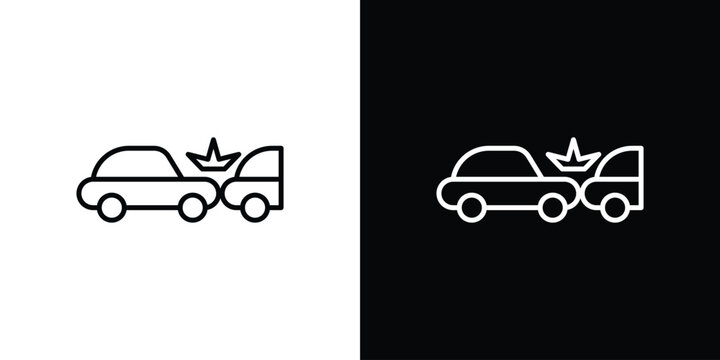 Rear end collision icon in simple linear style.
