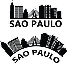 Sao Paulo city skyline silhouette. Sao Paulo Brazil skyline sign. Sao Paulo landscape city design. flat style.