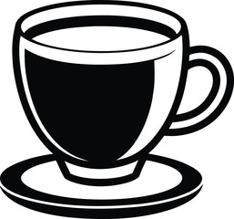 Coffee cup  silhouette, coffee cup icon,  hot drink graphic, simple caffeine symbol, black white illustration