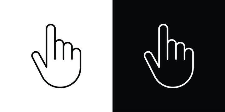Pointing hand icon in simple linear style.