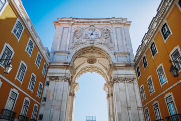 Obraz premium Arco da Rua Augusta is one of the symbols of Lisbon Praça do Comércio! Most beautiful places in Lisbon - Arco da Rua Augusta 