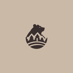 Bear mountain logo in strong and natural silhouette style.