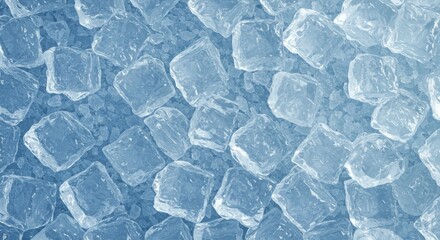 Close-up of Clear Ice Cubes Texture for Refreshing Drink