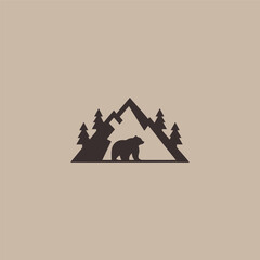 Bear mountain logo in strong and natural silhouette style.