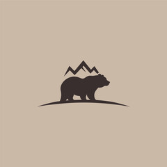 Bear mountain logo in strong and natural silhouette style.
