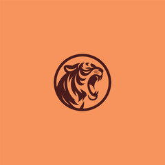 Screaming tiger logo in bold and fierce silhouette design.