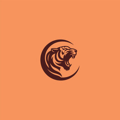 Screaming tiger logo in bold and fierce silhouette design.
