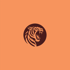 Screaming tiger logo in bold and fierce silhouette design.