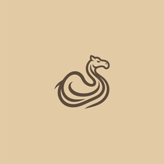 Camel logo in clean and minimalist line art illustration.