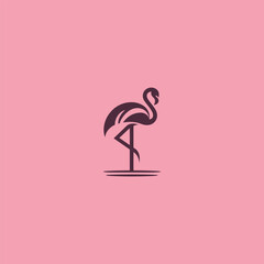 Flamingo stand logo in elegant and simple silhouette style.