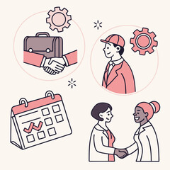 Human resources and business collaboration with calendar and handshake