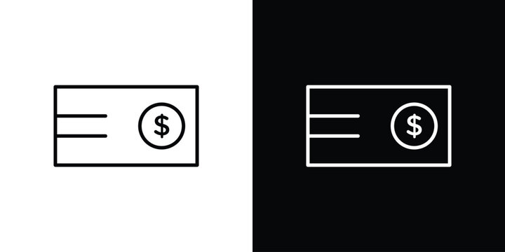 Cheque icon in simple linear style.