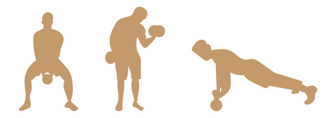Fitness and Gym Activity Silhouettes, art vector design