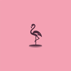 Flamingo stand logo in elegant and simple silhouette style.