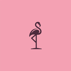 Flamingo stand logo in elegant and simple silhouette style.