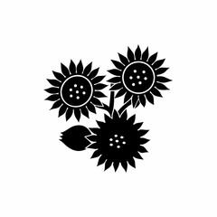 Fototapeta premium creative Sunflowers Icon vector silhouette illustration isolated on white background