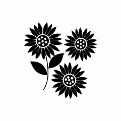 Fototapeta premium creative Sunflowers Icon vector silhouette illustration isolated on white background