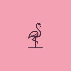 Flamingo stand logo in elegant and simple silhouette style.