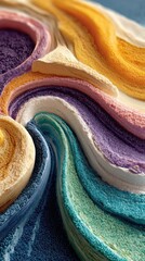 Colorful abstract texture with flowing patterns of sand creating a vibrant design