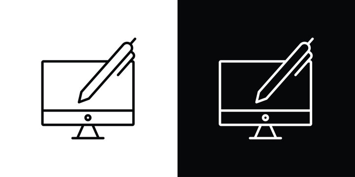 Blended learning icon in simple linear style.