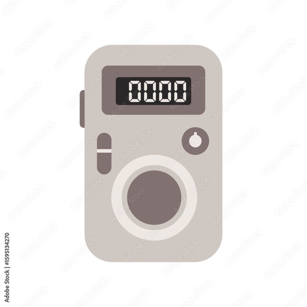 Poster gray digital counter with display showing zeros on a white background.