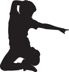Black vector silhouettes of dancing a boy
