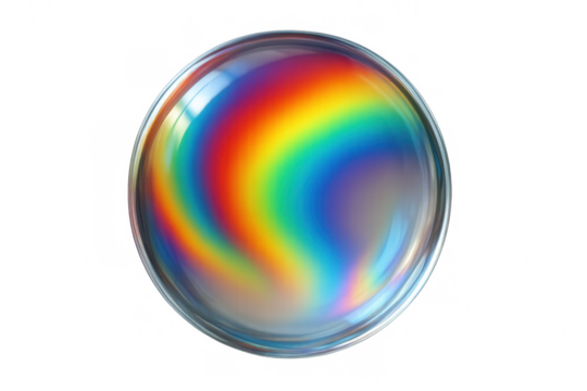 Crystal glass orb capturing prismatic light reflections, spreading colorful spectrum across transparent surface, ideal for creative digital compositions