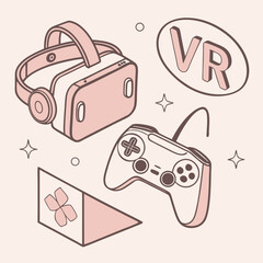 Isometric vr headset and controller for virtual reality gaming