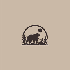 Bear mountain logo in strong and natural silhouette style.