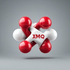 Molecular structure representation with red and white elements floating in a minimalist environment