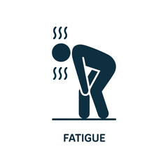 Fatigue icon depicting a person bent over with exhaustion