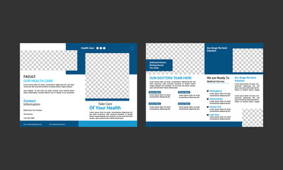 bifold brochure design template for healthcare & medical advertising, Clinic bi fold brochure template.