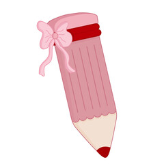 A cute pink pencil in coquette style with a bow and red ribbon, perfect for back-to-school themes, digital stickers, or girly stationery illustrations.