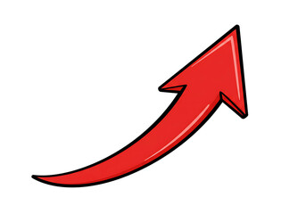 Glossy Red Curved Arrow
